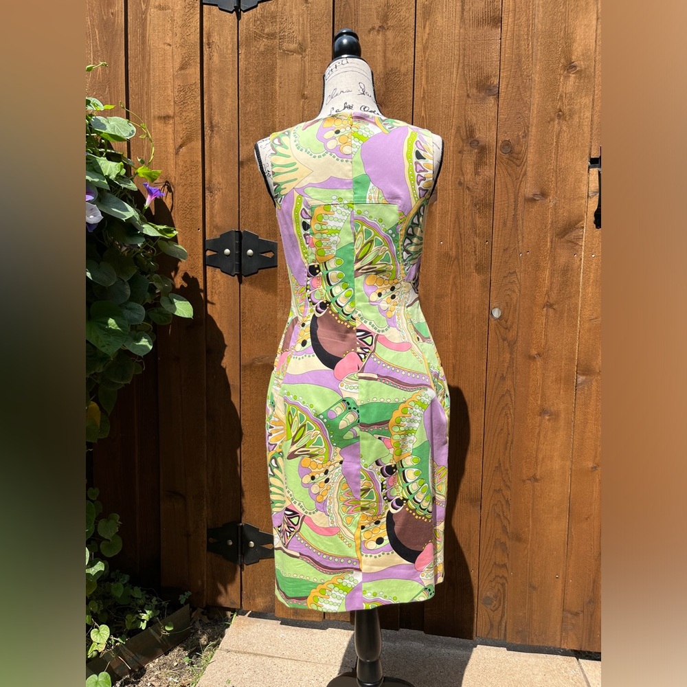 David Meister Mod Print Sheath Dress Size 4 EUC - Picture 2 of 11
